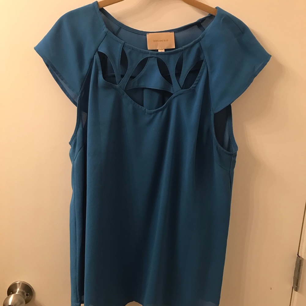 Blue Cut-out Blouse (XL)